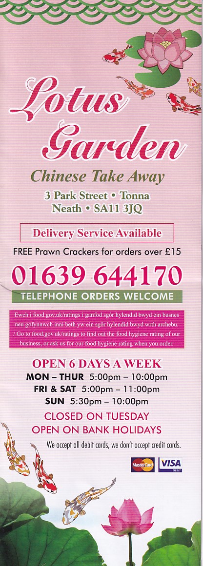 lotus Garden Chinese Tonna Neath Menu